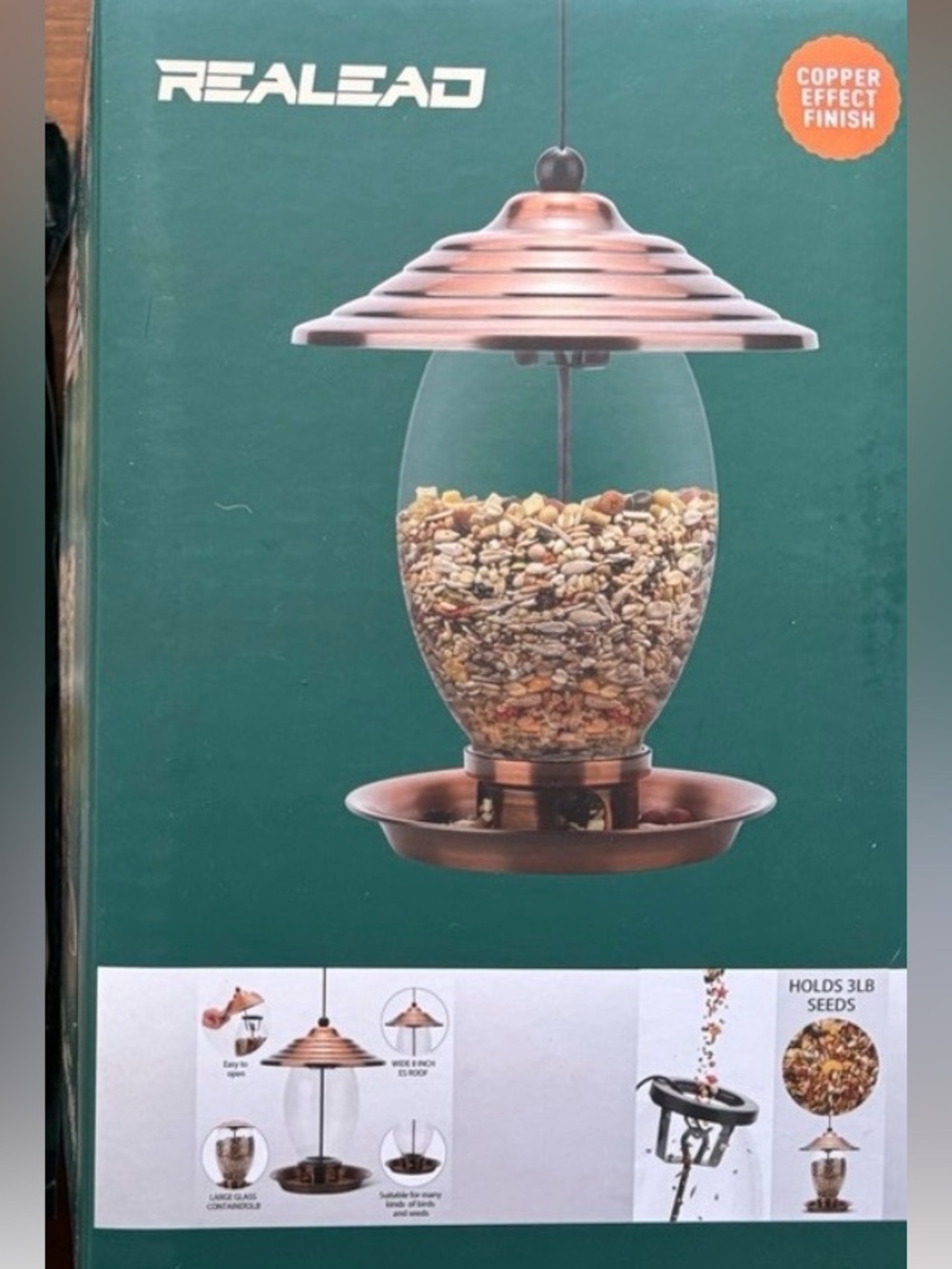 NWT copper toned Bird Feeder